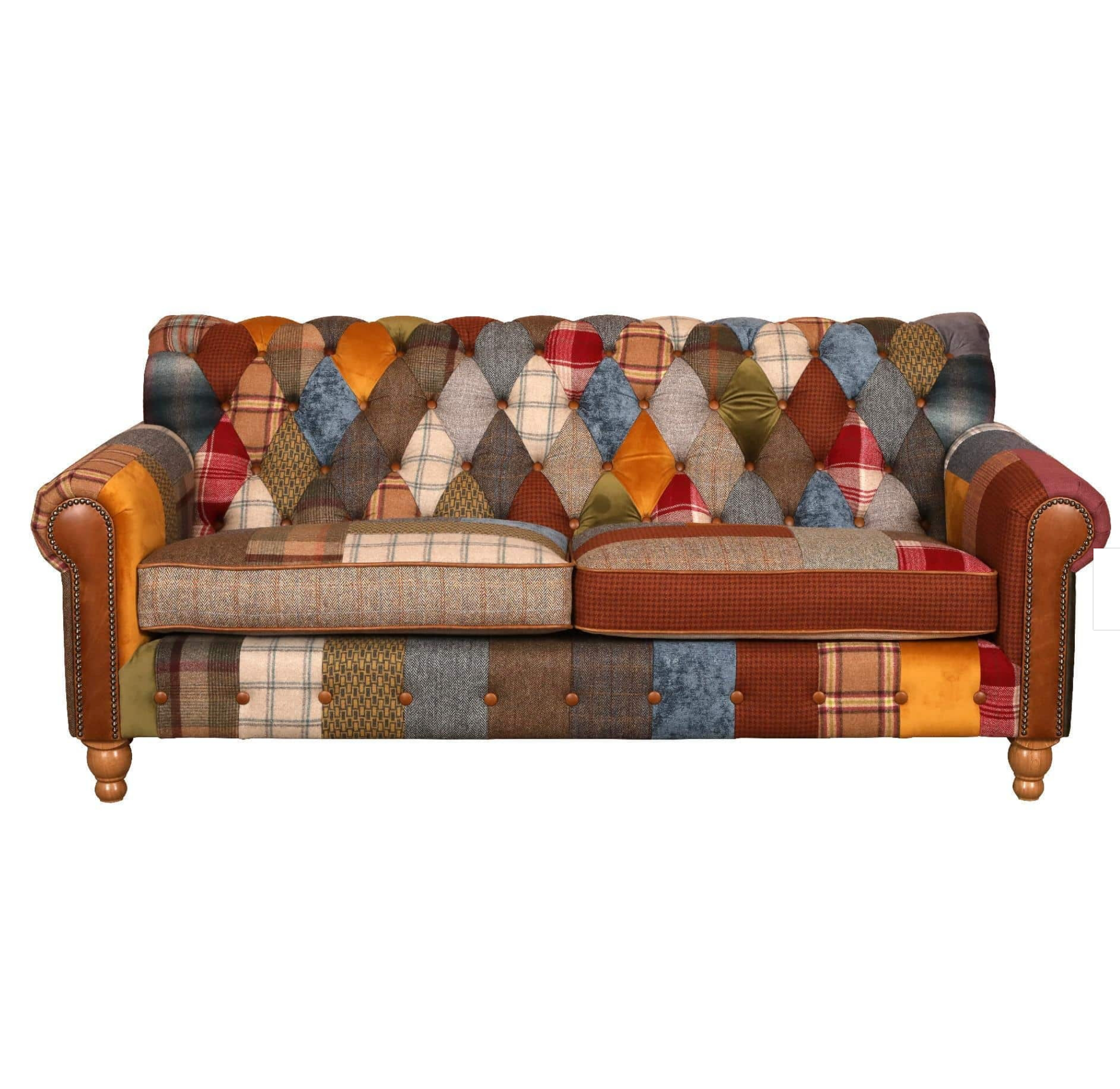 Dickinson Large 2 Seater - (Patchwork & Tan Leather)